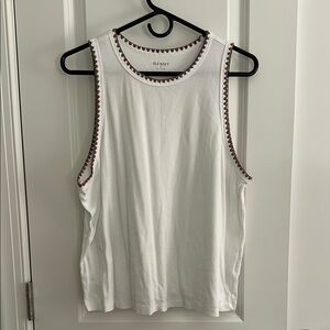 Old Navy White Muscle Tee with Rainbow Trim